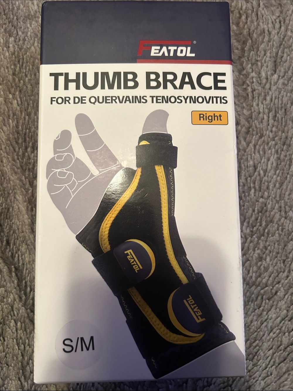 Right Thumb Brace in Black and Yellow - S/M